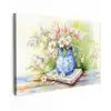 Vaas - Delftsblauw - Madeliefjes Tuinposter op houten frame 2 cm dik klein -3d