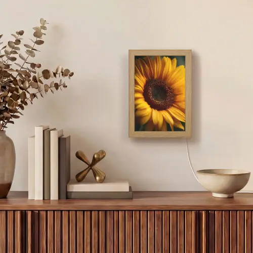 Geel - Zonnebloem - Zomers Light Box met kabel (Tafellamp) klein -sfeer2
