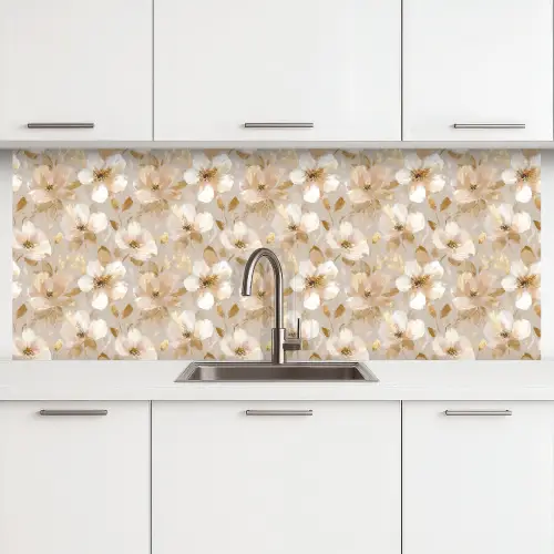 Bloemen - artistiek - Goud keuken achterwand 2 middel 871 -3d