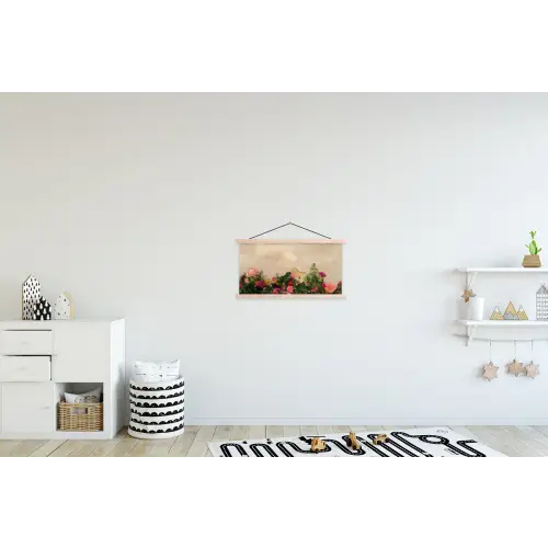 Rozen - Muur - Vintage textielposter latten blank klein -kinderkamer