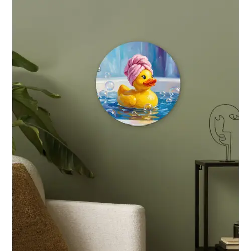Creatief - Badeend - Kleurrijk Wandcirkel kunststof plaat 5mm dik klein -sfeer3