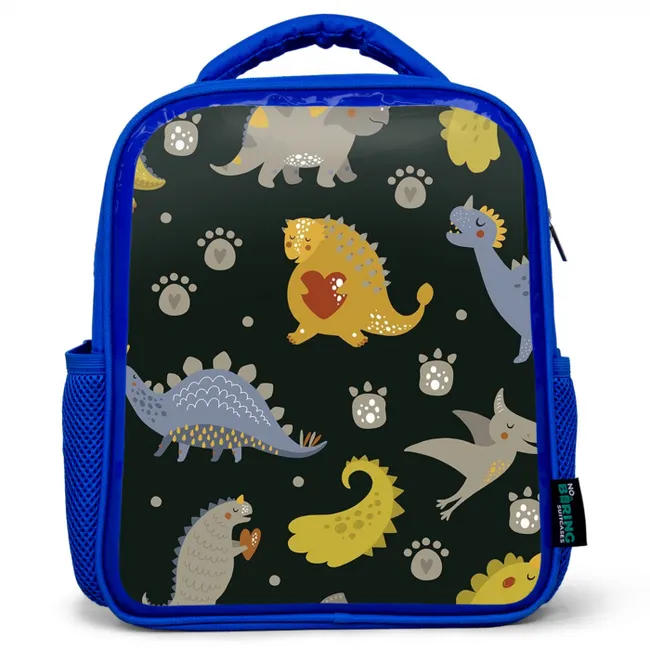 Dino - Kinderen - Patronen - Jongens - Meisjes - Dinosaurus Kinderrugzak - Blauw middel -3d