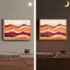 Abstract - Landschap - Golven Light Box met batterij (Wandlamp) middel -sfeer3