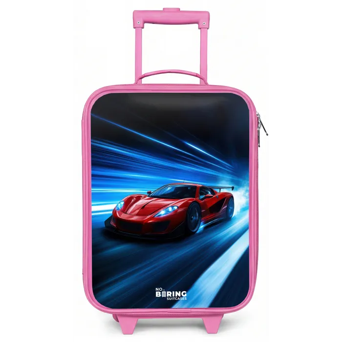 Rode racewagen in digitale snelheidswereld Kinderkoffer - Roze klein -zz3dotto