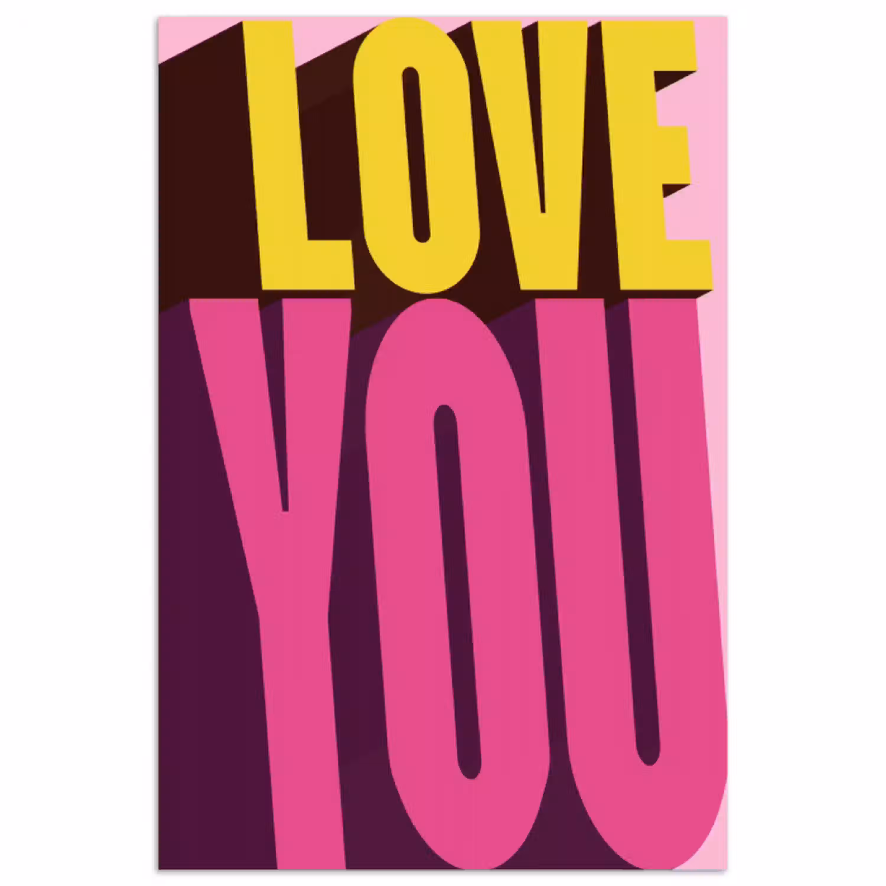 Love - Tekst - Roze - Valentijn poster papier klein -3d