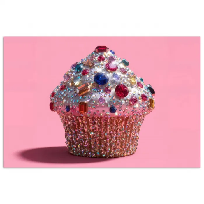 Cupcake - Kleurrijk - Edelstenen poster papier klein -3d