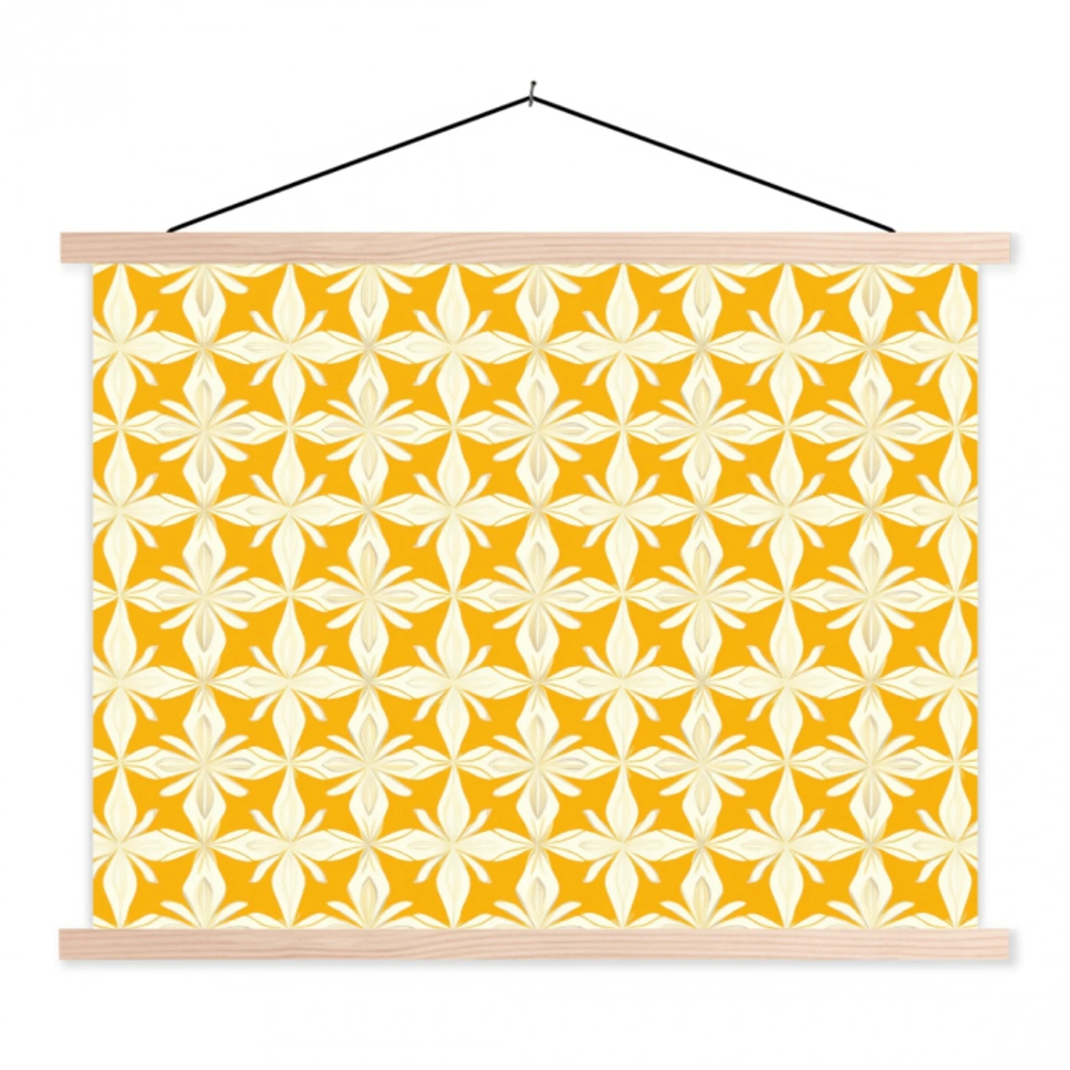 Patroon - Retro - Geel textielposter latten blank klein 122 -3d