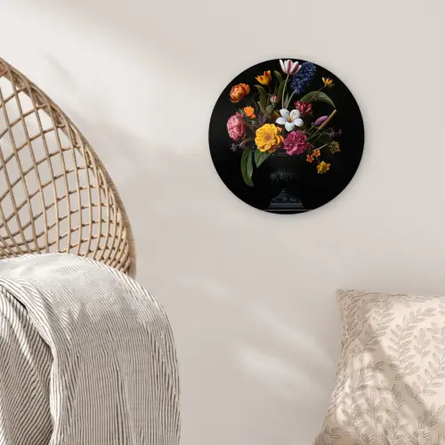 Lente - Bloemen - Klassiek - Vaas Wandcirkel plexiglas klein -sfeer5