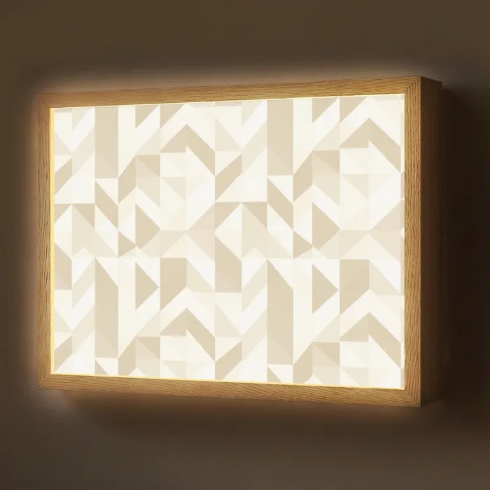 Modern - Abstract - Beige Light Box met batterij (Wandlamp) middel 907 -z3d_website