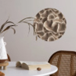 Waaiervorm - Beige - Vezel textuur Wandcirkel behangsticker klein 186 -sfeer3