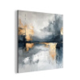 Kunst - Grijs - Goud - Abstract aluminium wit klein -3d