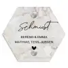 Beige marmer - Sierlijk Naambord Hexagon klein -3d