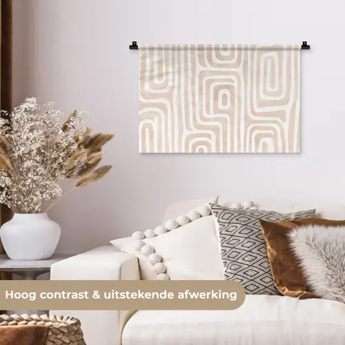 Decoratief - Labyrint - Beige Wandkleed katoen klein -sfeer1