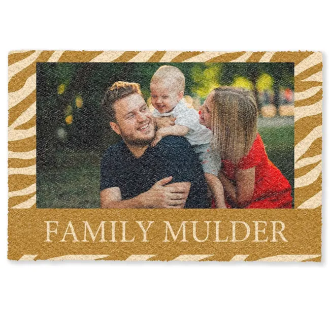 Gepersonaliseerde deurmat Familie - In - Patroon -  Dierenprint - Foto