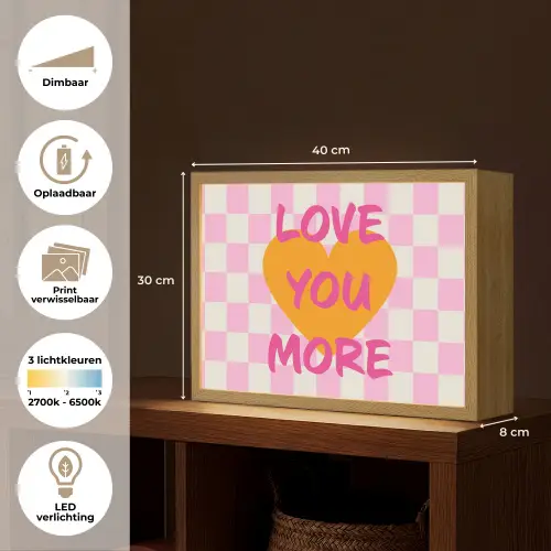 Valentijn - Love - Roze - Oranje Light Box met batterij (Wandlamp) middel -USP_websiteoverzichtNL