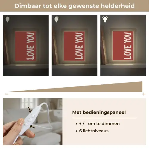 Schuin - Loveyou - Rood Light Box met kabel (Tafellamp) klein -USP_dimbaarNL