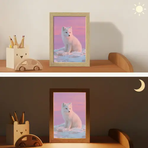 Poolvos - Sneeuw - Roze Light Box met kabel klein -sfeer3_kind