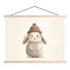 Konijn - Muts - Oren - Beige textielposter latten blank klein -3d