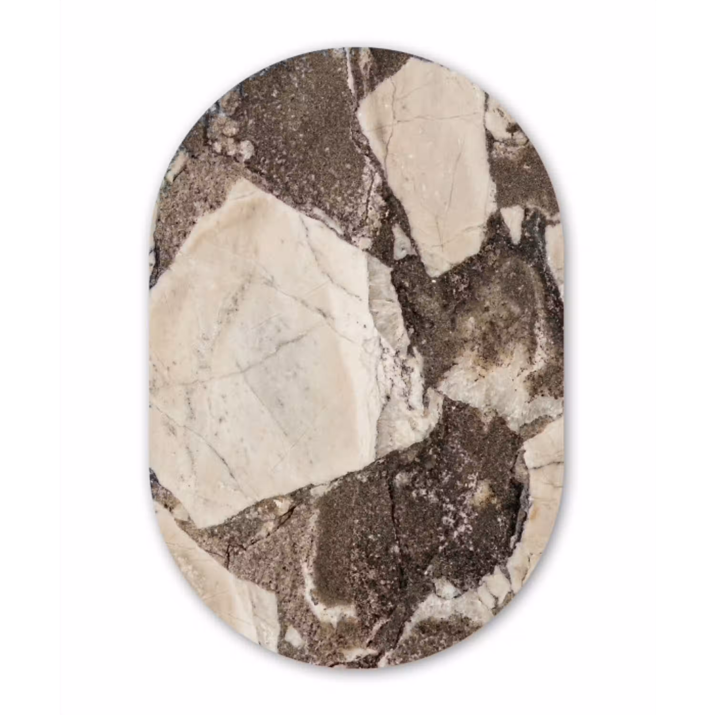 Textuur - Marmer - Abstract - Beige - Bruin Wandcirkel Ovaal Aluminium middel -3d