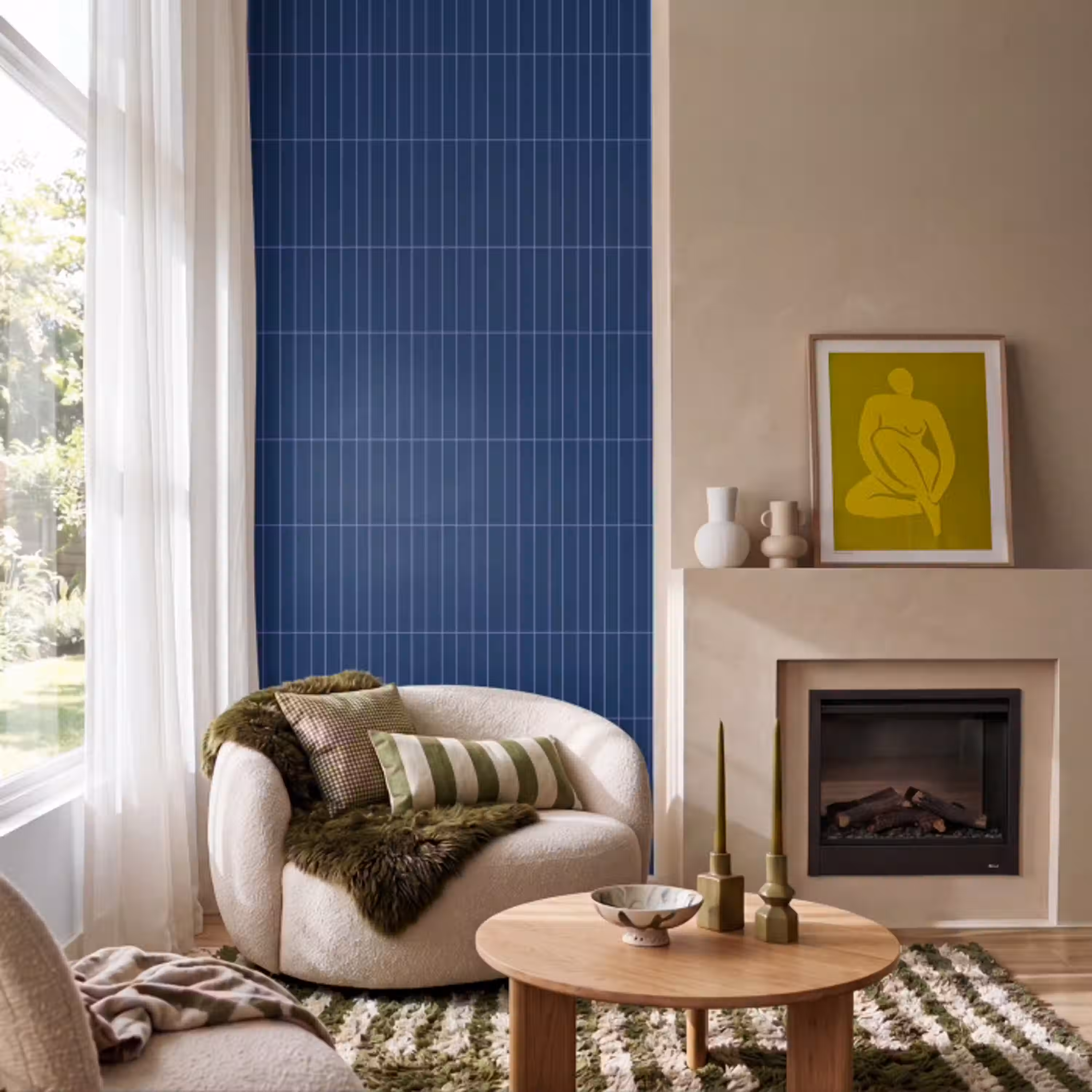Tegels - Langwerpig - Blauw Behang Vlies klein 1076 -sfeer2