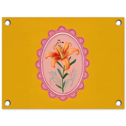 Lelie - Oranje - Lijst - Ovaal tuinposter los doek klein -3d