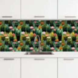 Katten - Bloemen - Kleurrijk keuken achterwand 2 middel 871 -3d