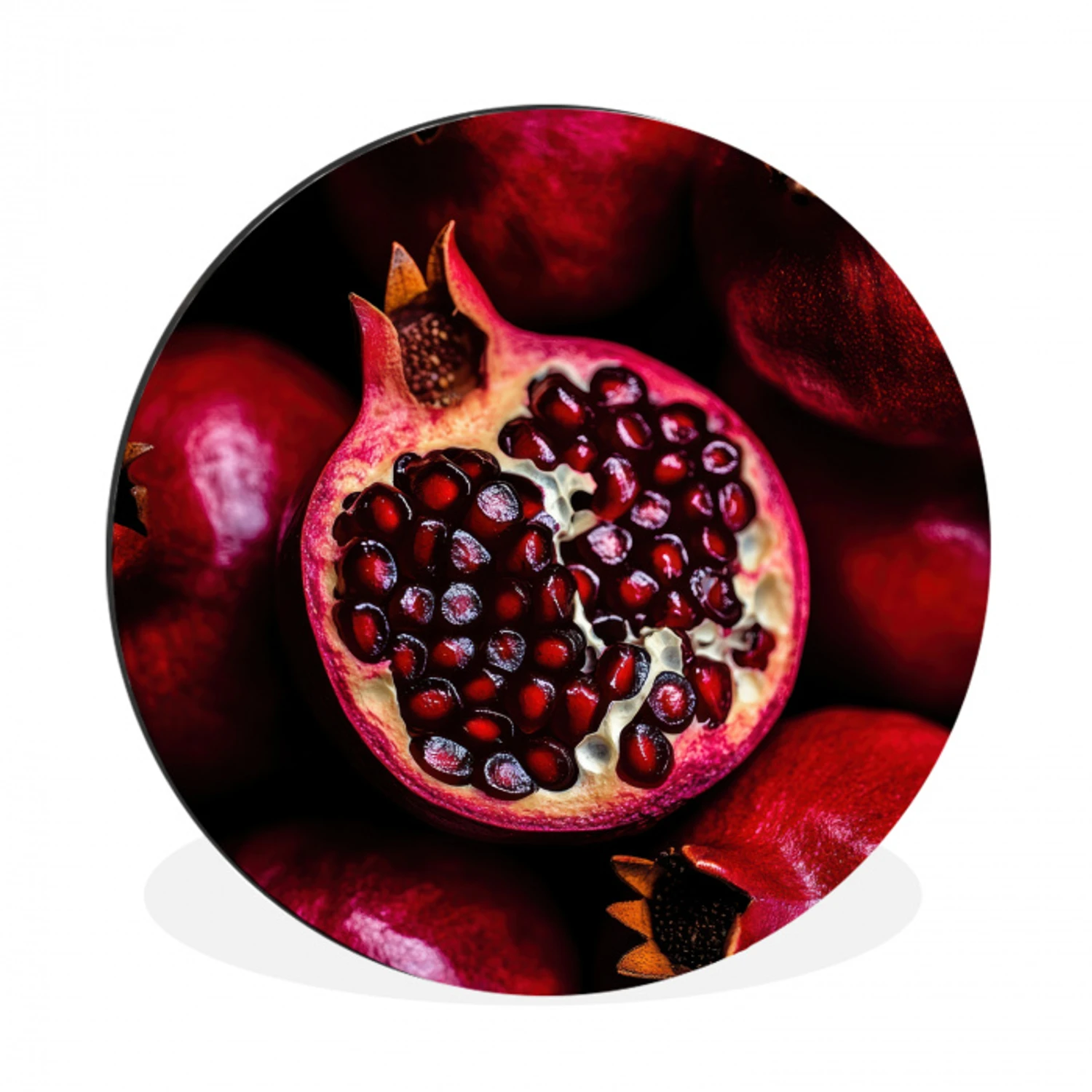 Granaatappel - Rood - Fruit Wandcirkel aluminium klein -3d