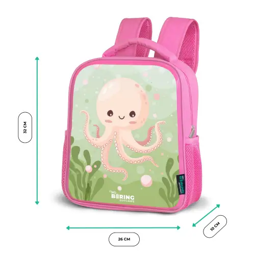 Roze octopus met een lach Kinderrugzak - Roze middel -productfoto_formaten