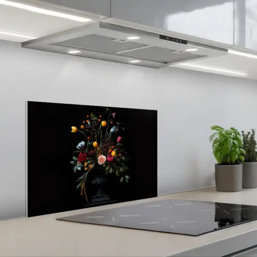 Klassiek - Vaas - Boeket - Bloemen keuken achterwand spatscherm klein -3d_schuin