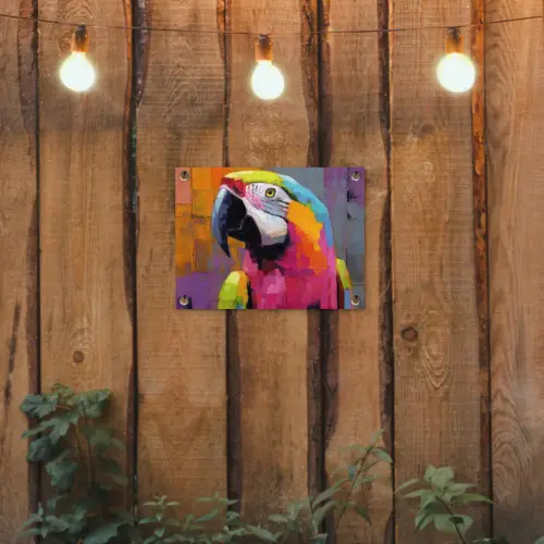 Papegaai - Kleurrijk - Schilderij - Tropisch tuinposter los doek klein -sfeer1
