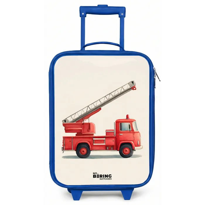 Brandweerwagen - Getekend - Rood Kinderkoffer - Blauw klein -zz3dotto
