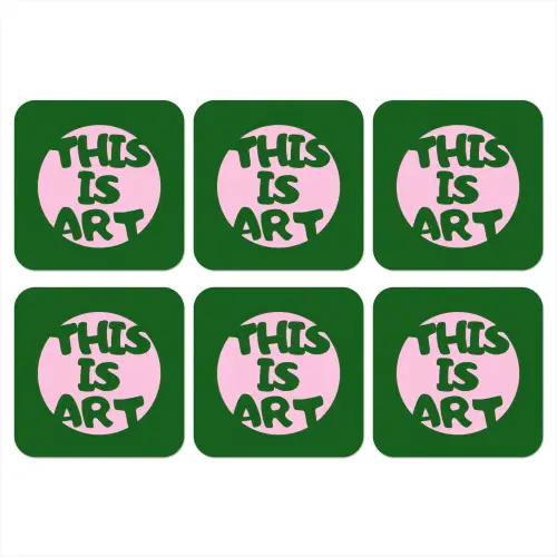 Cirkel - Roze - Tekst - Art onderzetter kurk middel -3d