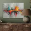 Moderne kunst - Oranje - Grijs - Abstract PET vilt klein -sfeer2