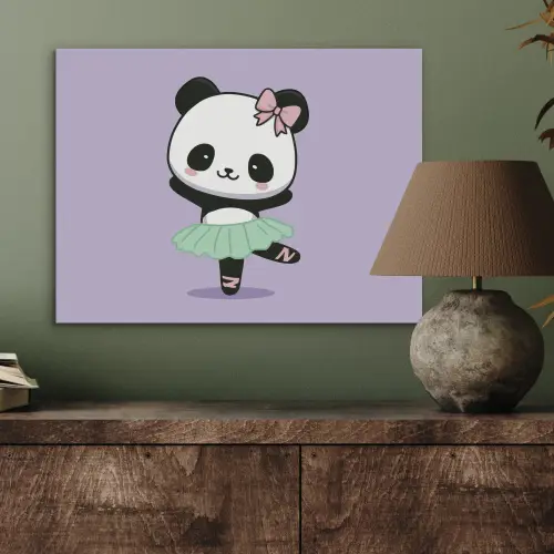 Dansende panda - Paars - Sierlijk - Kawaii PET vilt klein -sfeer2