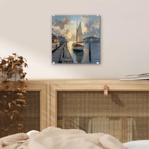 Zeilboot - Zon - Pier - Hout plexiglas 5mm klein -sfeer4