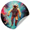Astronaut - Graffiti - Ruimte - Neon Wandcirkel behangsticker klein -3d
