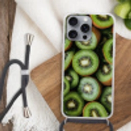 Kiwi - Fruit - Groen Hoesje iPhone 16 Pro Max met koord klein -sfeer4