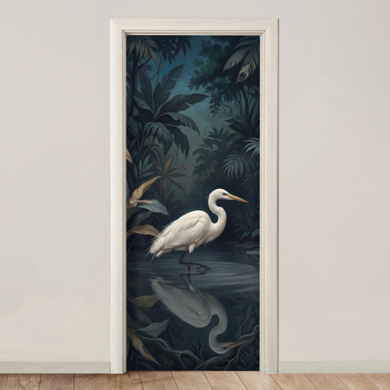 Reiger - Water - Natuur - Modern - Wit deurposter klein -3d_beige