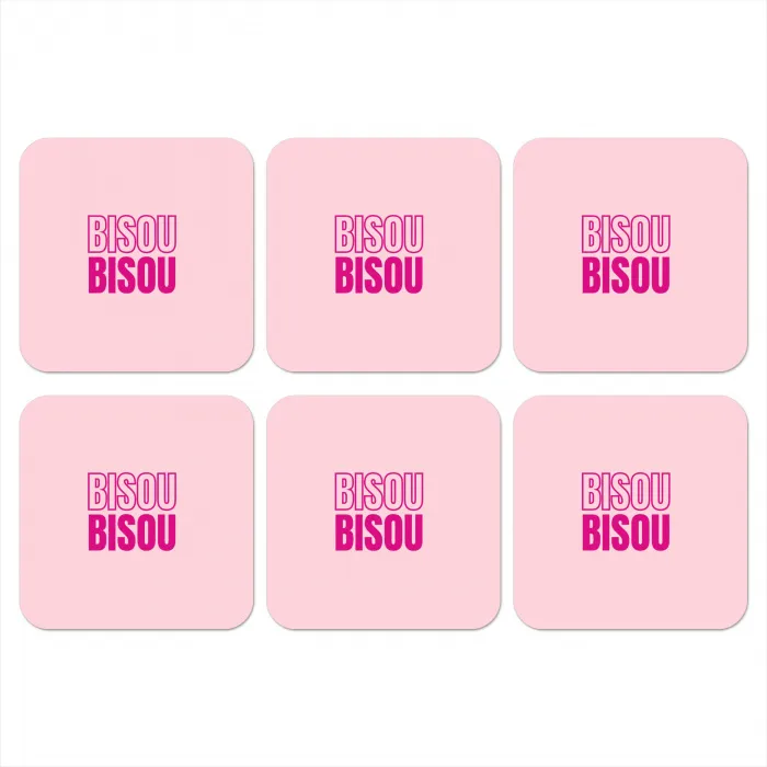 Bisou - Roze - Minimalistisch onderzetter kurk middel -3d