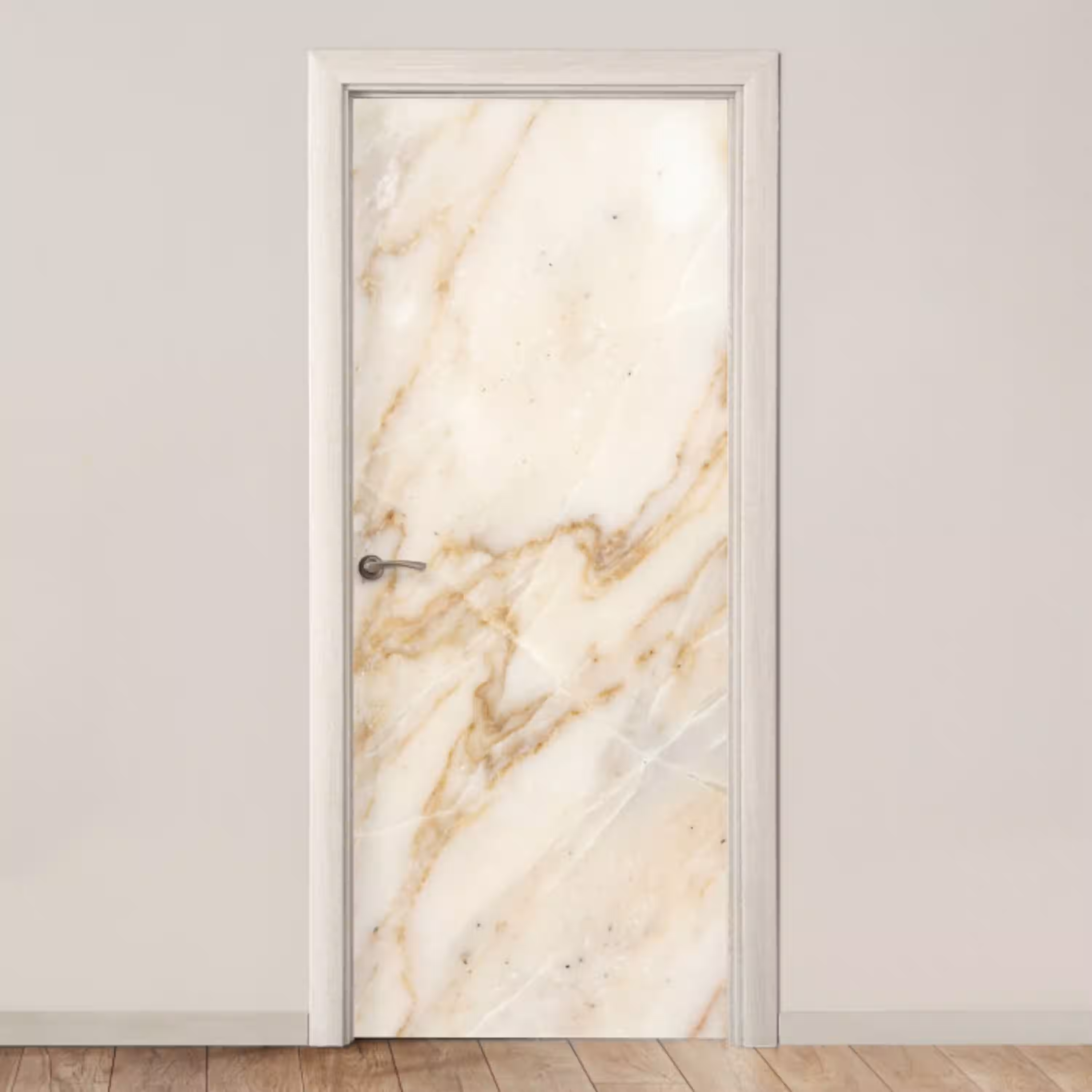 Marmer - Ader - Abstract - Wit - Goud deurposter klein -3d_beige