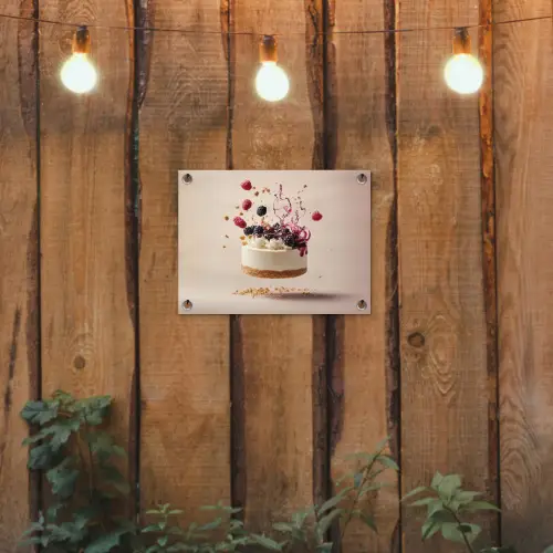 Cheesecake - Eten - Roze - Taart tuinposter los doek klein -sfeer1