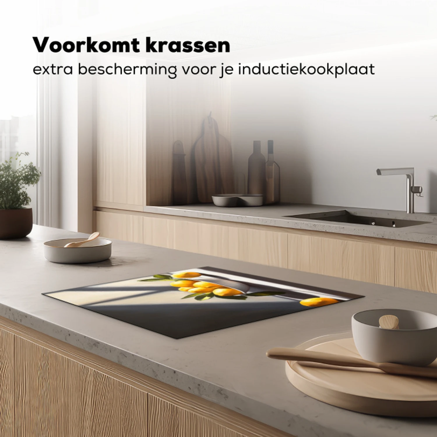 Citroenen - Stilleven - Geel Inductie beschermer vinyl 3mm middel -sfeer1