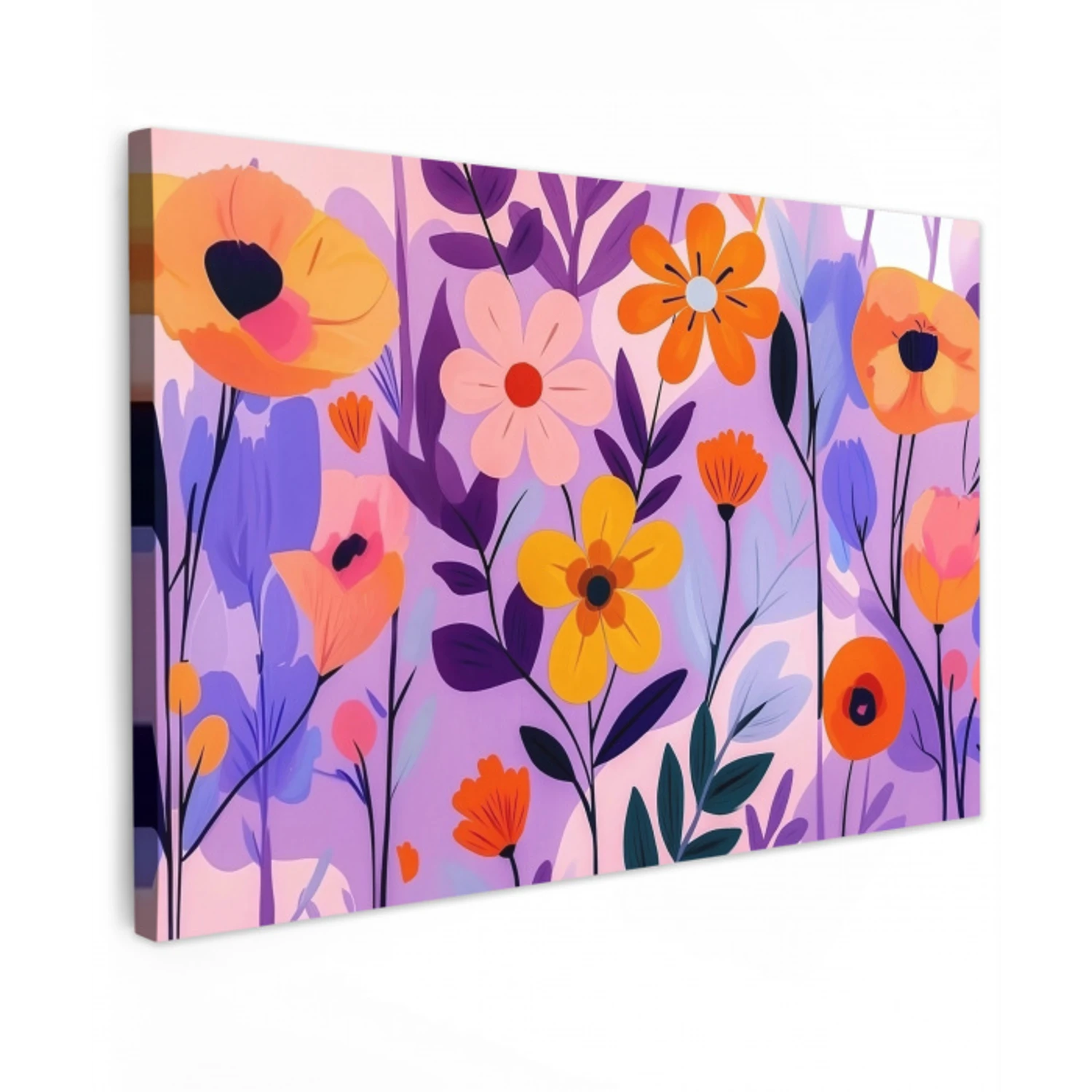 Bloemen - Kleurrijk - Bladeren canvas 2cm klein -z3d