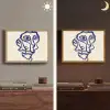 Lijntekening - Overlappende gezichten - Donkerblauw Light Box met batterij (Wandlamp) middel -sfeer3
