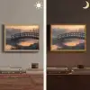 Brug - Mist - Bomen - Water Light Box met batterij (Wandlamp) middel -sfeer3