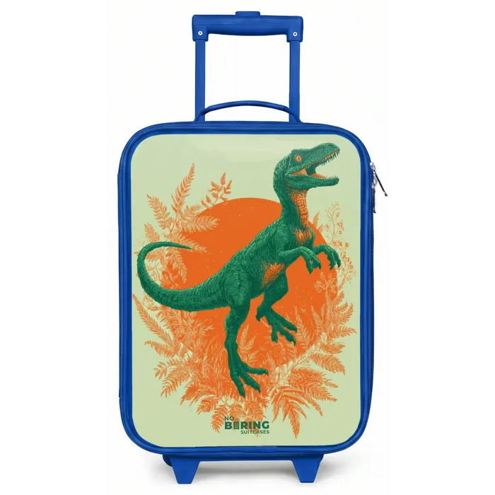 Groene dino tussen varens Kinderkoffer - Blauw klein -zz3dotto