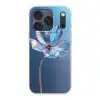 Blauw - Bloem - Glazen - Sierlijk Telefoonhoesje iPhone 17 Pro klein -3d