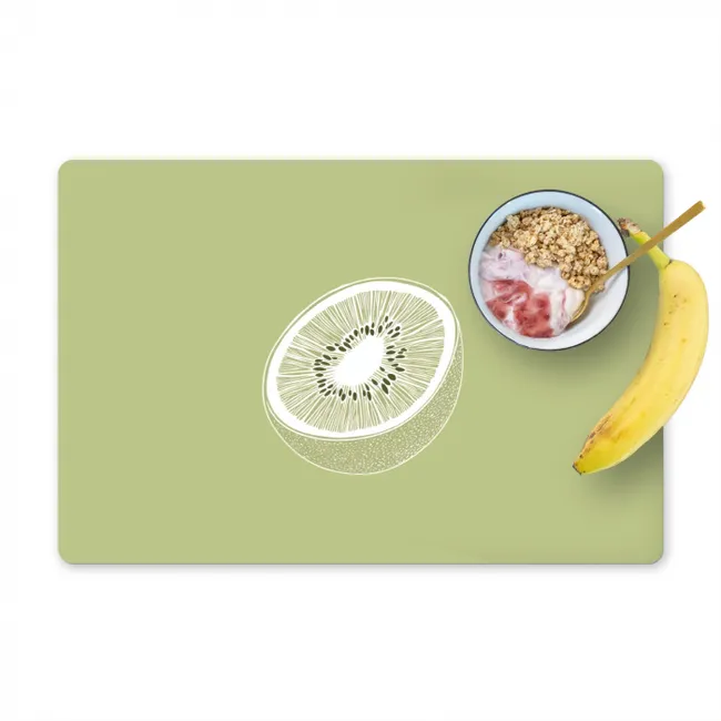 Kiwi - Lijntekening - Minimalistisch - Groen Placemat vinyl groot -zzzproduct_Kitchenyeah-website