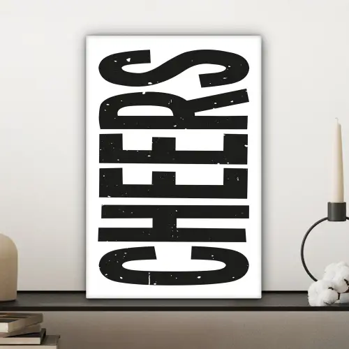 Retro - Cheers - Zwart - Decoratie canvas 2cm klein -sfeer6