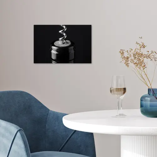 Kurkentrekker - Wijn - Zwart - Wit poster papier klein -sfeer3